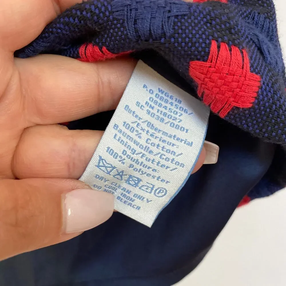 Boden Women's Embroidered Blue & Red A-Line Mini Skirt Academic Preppy 10R - Picture 4 of 6